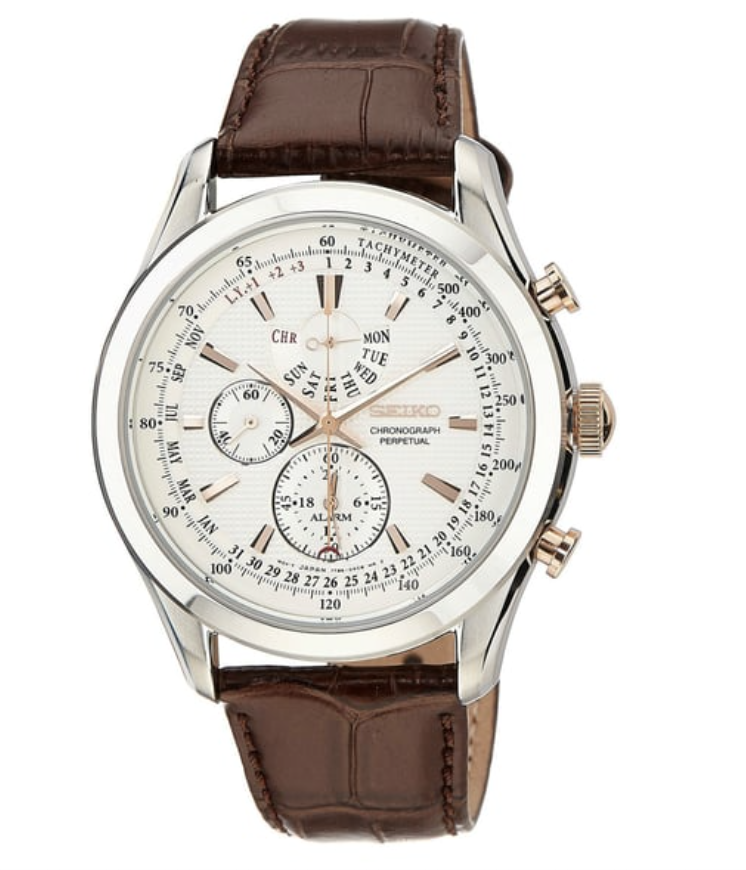 Seiko SPC129P1 Neo Classic Alarm Perpetual Chronograph